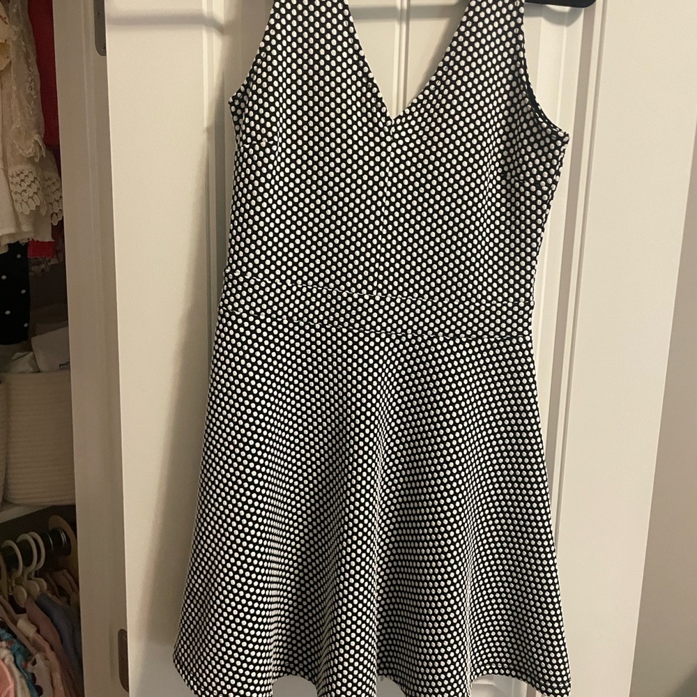 Elegant Black and White Polka Dot Dress